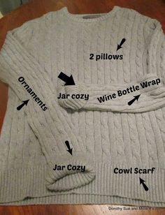 a sweater with instructions for how to put on it