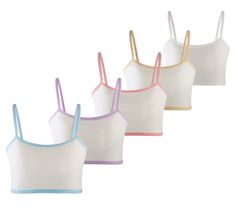 PRICES MAY VARY. [LIGHTWEIGHT & BREATHBALE]: MANJIAMEI girls training bras are made of 95% cotton and 5% spandex. Comfortable and stretchy fabric for wearing during training to make it your favorite sports bra. [NO WIRE & NO HOOK]: Pull-on closure cami crop bra, not only good as beginner bra for kids, but also perfect as a sleep bra for girls. [STRETCHY & SOFT]: Cotton training bra with stretchy under bust band, it offers full movement for girls in sports activities. The stretchy straps do not d Girls Sports Bras, Busted Band, Sleep Bra, Cotton Bralette, Crop Bra, Cotton Bras, Comfortable Bras, Sports Activities, Girls Room