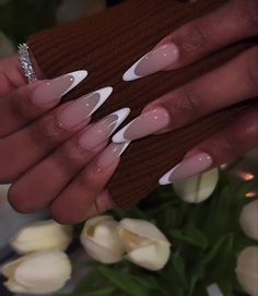 Stilleto Vs Almond Nails, Almond Stilleto French Nails, Curved Stilleto Acrylic Nails, Deep Almond French Tips, Pointy Almond Nails Long, Natural Stilletos Nails, Narrow Almond Nails, Stiletto Nails Classy, Stiletto Nails Medium Length