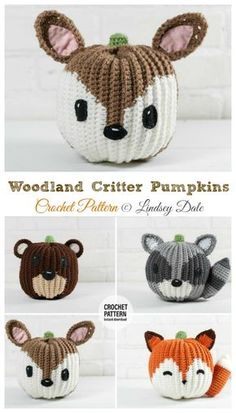 crochet pattern for woodland animal pumpkins