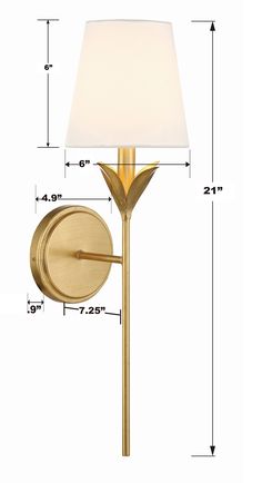 an image of a wall light with measurements for the lamp and its shade on it