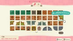 an animal crossing game map with many different tiles and patterns on the screen, including animals