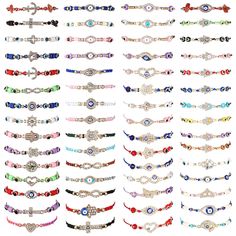 PRICES MAY VARY. Abundant 60 Evil Eye Bracelets: there are 60 evil eye bracelets, sufficient for you to match with outfits and share them with friend and family Reliable Material: the evil eye jewelry is made of alloy and acrylic, which is beaded and woven, no fading and deformation, allowing for daily wearing Adjustable Size: the bracelets for women are with a flexible buckle on the back to adjust the tightness, suitable for most people to put on Evil Eye Pendant: these Mexican bracelets are de Mexican Bracelets, Women Protection, Anklets Jewelry, Eye Bracelets, Bracelets Set, Eye Pendant, Evil Eye Pendant, Evil Eye Charm, Bracelets For Women