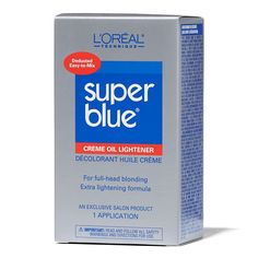 You are Buying a Brand New And factory Sealed  L'Oreal SUPER BLUE OIL KIT Lightener Removes natural or artificial pigments 3 oz. Product Code: LOR3500 Removes natural or artificial pigments Easy smooth application Rinses easily and quickly Dedusted and easy-to-mix L'Oreal Creme Oil Lightener lightens hair color by removing natural or artificial pigment from the hair for full-head blonding. This on-the-scalp lightener adheres evenly to eliminate overlapping during application. Built-in drabber he Self Tanning Lotions, Colour Remover, Indoor Tanning, Skin Care Lotions, Acrylic Nail Kit, How To Lighten Hair, Body Waxing, Sally Beauty, Hair Solutions