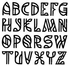 the alphabet is drawn with black ink