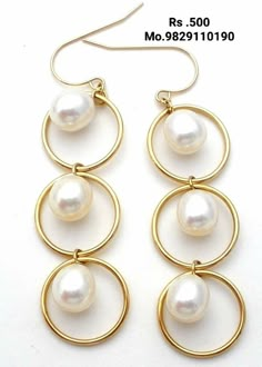 Diy Earrings Pearl, Gold And Pearl Earrings, Fine Pearl Jewelry, Diy Earrings Easy, White Pearl Jewelry, Beaded Jewelry Earrings, Yellow Gold Earrings