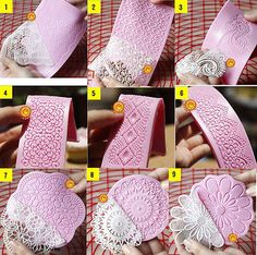 the instructions for how to make lace hearts