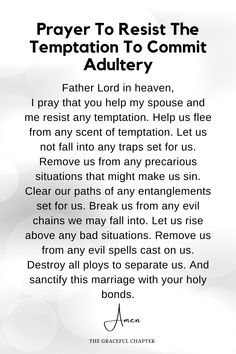 prayer to rest the temptation to committ adultry, father lord in heaven