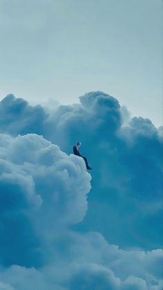 a bird sitting on top of a cloud in the sky