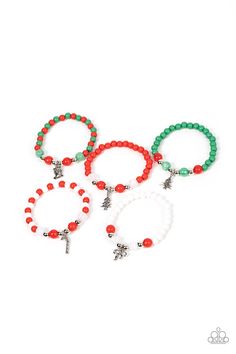 beesblingbash-starlet-shimmer-bracelet-kit-4362-paparazzi-accessories Charms Candy, Beaded Patterns, White Beads Bracelet, Christmas Tree Charm, Bracelet Pack, Kids Bracelets, Bracelet Kits, Christmas Bracelet, Christmas Charms