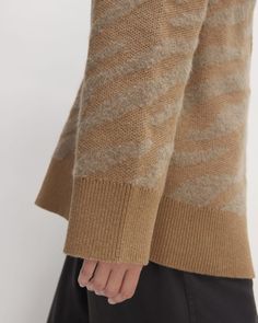 The Alpaca Tiger Jacquard Cardigan Camel / Medium Brown – Everlane Oversized Textured Knit Cardigan For Work, Oversized Jacquard Knit Cardigan, Everlane Casual Long Sleeve Sweater, Oversized Cardigan For Fall, Relaxed Fit Jacquard Knit Sweater For Fall, Oversized Cable Knit Sweater For Work, Everlane Long Sleeve Sweater, Fall Jacquard Knit Sweater For Work, Alpaca Animal