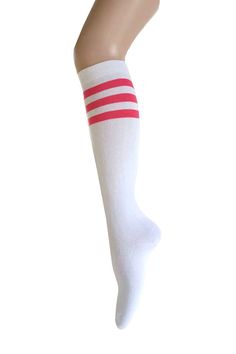 Multi-colors Triple Stripes Roller Skate Retro Tube Knee High Socks. Great for Sports and Halloween Costumes and Cosplay and Party Event and Cheerleading Team. Nice Gift for Birthday and Holiday. They're can be wear in multi-occasion, One size fit most(women's size 5.5-10.5). They're made by combed cotton and polyester and spandex, the features are comfortable and breathable and elasticity and machine washable. White Cotton School Socks, Pink Knee-high Sports Socks, Cute Stretch White Knee-high Socks, Cute White Stretch Knee-high Socks, Cute White School Socks, White Knee-high School Socks, White Stretch School Socks, Trendy White Knee-high School Socks, Trendy White Knee-high Socks For School