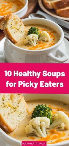 10 Healthy Soups for Picky Eaters - Broccoli and Cheddar Cheese Soup with Cauliflower