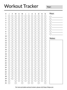 the workout tracker is shown in this printable worksheet for adults and children