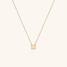 We love the Peyton for its modern + classic finish. With the stunning square finish, this piece catches the light and shines bright on your neck. 14k Gold Fill Square: 7 x 7 mm Length: 16" + 2" extender Elegant Square Pendant Necklace Tarnish Resistant, Modern Necklace With Box Chain And Square Pendant, Square Box Chain Necklace For Gift, Elegant Necklace With Square Pendant And Box Chain, Everyday 14k Gold Rectangular Pendant Necklace, Everyday Tarnish-resistant Square Pendant Necklace, Modern Rectangular Necklace, Modern Necklace With Rectangular Box Chain, Modern Everyday Necklace With Square Pendant