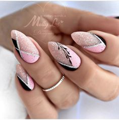 Pink Nail Art, Trendy Nail Art, Bling Nails, Summer Nail, Cute Acrylic Nails, Acrylic Nail Designs