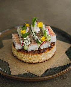 a plate with some food on top of it