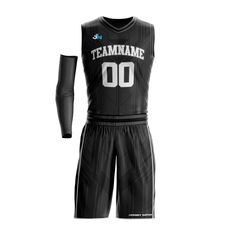 Midnight Black Custom Basketball Bulk Team Jersey Set Collegiate Sleeveless Jersey For Team Events, Sleeveless Basketball Jersey With Team Logo, Game Day Sleeveless Jersey With Team Logo, Sleeveless Team Logo Jersey For Game Day, Sleeveless Jersey With Team Logo For Game Day, Sleeveless Game Day Jersey With Team Logo, Sleeveless Team Jersey For Team Events, Black Sleeveless Team Spirit Jersey, Black Sleeveless Jersey For Team Spirit