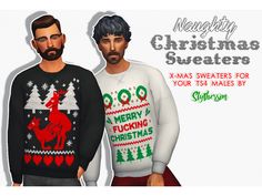 two men wearing ugly ugly christmas sweaters for their tsm males by saffroni