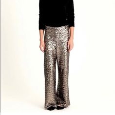 See 3rd Photo Festive Pants For Party Season, Festive Wide Leg Pants For Fall, Fitted Bottoms For Festive Fall Occasions, Fitted Pants For Festive Fall Occasions, Fitted Pants For Festive Fall Season, Fitted Full-length Wide Leg Pants With Sequins, Chic Festive Trousers, Fitted Pants For Festive Occasion, Fitted Full Length Wide Leg Pants With Sequins