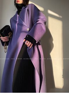 This luxurious Aconiconi Long Double-Sided High-End Full Wool Purple Coat is the epitome of sophistication and elegance. Its boss chic look makes it an ideal statement piece for fashionable, self-assured women. The purple hue gives it a sassy, feminine flair that will inspire you to stay on-trend this fall. Get ready to express your confidence with style. Soft and delicate, with a soft and tough texture Elegant, soft and thick , skin-friendly, high texture, light and not heavy, and warm. Periwin Elegant Single Breasted Outerwear, Elegant Formal Winter Outerwear, Elegant Long Outerwear For Workwear, Elegant Long Outerwear For Work, Elegant Purple Outerwear For Fall, Elegant Winter Outerwear, Purple Long Coat For Formal Occasions, Elegant Long Coat, Elegant Long Sleeve Purple Outerwear