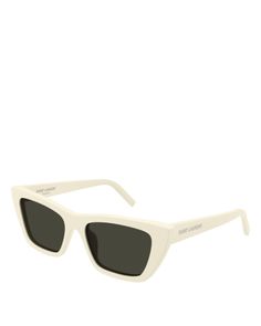 Saint Laurent Mica Fashion Icons Cat Eye Sunglasses, 55mm White Cat Eye Sunglasses For Formal Occasions, Formal White Cat Eye Sunglasses, White Polarized Sunglasses For Evening, White Sunglasses With Gradient Lenses For Evening, Elegant White Evening Sunglasses, Classic Cream Sunglasses With Gradient Lenses, Elegant Beige Cat Eye Sunglasses, The Office Wedding, Linen Pajamas