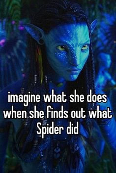 a woman with blue makeup and long hair in the background text reads imagine what she does when