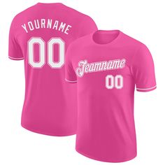 Custom Pink White Performance T-Shirt Sports Style, Retro Clothing, Team T Shirts, Pink T Shirt, Suit Up, Custom Jerseys, Team Name, Pink Tshirt, Sports Fan