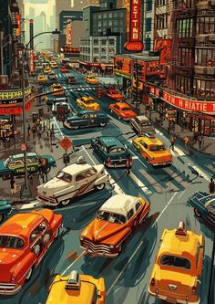 an image of a city street filled with cars