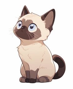 a siamese cat with blue eyes sitting down