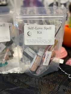 Need a boost in your self love department? Try our Spell Love Kit!  Everything you need is included.  Kit includes: Spell Jar Rose Quartz chips & heart Rose Petals Palo Santo Incense  Pink Himalayan Salt  Lavender Pink sealing wax Wax Melting Spoon  Candle Matches Simple Spell Jars Love, Love Spell Bowl, Spell Kits Diy, Self Love Spell, Salt Lavender, Spell Kits, Palo Santo Incense, Candle Magic Spells, Wand Hairstyles