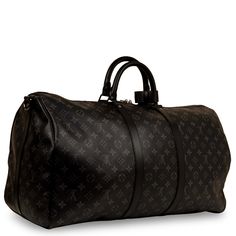 Louis Vuitton presents their signature Keepall bag, the perfect travel accessory for both men and women. Carefully crafted in the brand's iconic Monogram Eclipse canvas with black leather trimming, top handles and shoulder strap, the Keepall Bandoulière is sleek and sophisticated. Large and spacious, making it easy to carry your whole world with you wherever you go, the Keepall is also extremely lightweight. It's the perfect travel companion and a necessary addition to any luxury bag collection, Lv Keepall, Louis Vuitton Presents, Louis Vuitton Keepall 55, Luxury Bags Collection, Louis Vuitton Keepall, Luxury Bag, Bag Collection, Dior Shoes, Travel Companion