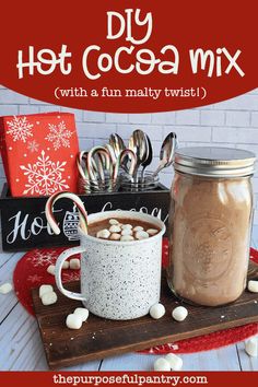 homemade hot cocoa mix in a mug with marshmallows