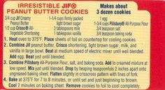 the label for irresistiblely jumbo peanut butter cookies