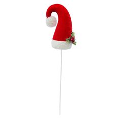 a santa hat on top of a white stick