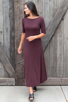 Elbow Sleeve Boatneck Dress – DoneGood Stretch Solid Dresses For Everyday Wear, Stretch Solid Dress For Everyday Wear, Solid Color Midi Dress For Everyday, Everyday Fall Midi-length Dress, Everyday Solid Stretch Dresses, Everyday Fall Midi Dress, Fall Everyday Midi Length Dresses, Solid Color Everyday Midi Dress, Everyday Stretch Solid Dresses