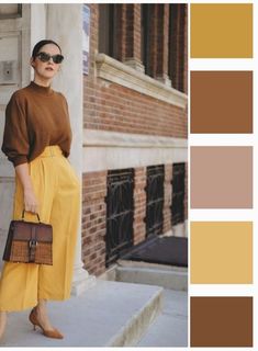 Color Combinations For Clothes Women, Color Outfits, Colour Combinations Fashion, Color Combos Outfit, Color Blocking Outfits, Color Combinations For Clothes, Yellow Pants, Fall Color Palette, Trendy Fall Outfits