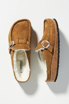 * Suede, wool upper* EVA insole* Rubber sole* Slip-on styling* Imported Birkenstock Buckley Clog, Shearling Clogs, Birkenstock Buckley, Shoe Obsession, Cute Shoes, Birkenstock, Me Too Shoes, Clogs, Casual Shoes