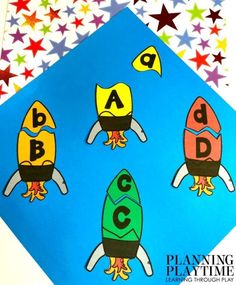 the letter b is for rocket ship and three rockets are on top of each other