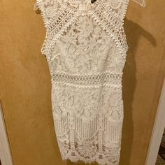 Beautiful Lace Cocktail Dress Size Xs. Never Worn. Cotton Lace With Nylon Shell. White Lace Cocktail Dress, Dresses Shein, Lace Cocktail Dress, Shein Dress, Cocktail Dress Lace, Cotton Lace, Cream White, White Lace, Cocktail Dress