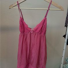 *Never Worn *Vintage Vs Angel *Dainty And Delicate Pink Delicate Lace Sleepwear For Summer, Pink Delicate Lace Sleepwear For Spring, Sheer Pink Camisole For Daywear, Vintage Pink Camisole For Summer, Victoria's Secret Pink Lace Trim Camisole, Vs Nightgown, Dainty Fashion, Thrift Board, Visual Archive