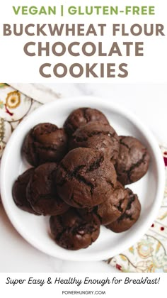 vegan gluten free buckwheat flour chocolate cookies on a white plate