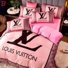 the louis vuitton bedding is pink and black