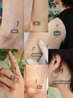 the different types of tattoos on someone's arm are shown in this collage