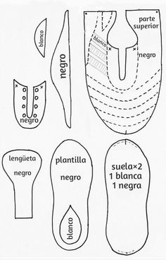 the diagram shows how to cut out shoes