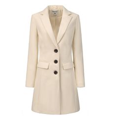 Be cozy in this warm winter coat which is cut with a notched lapel and versatile pockets for a feminine chic longline silhouette. Dress up the trench coat for an elegant chic look in Coffee shops, Shopping, Work, Office, Business, Weekend Gathering, Formal, and Outdoors in chilly winter. Simply pair it with sophisticated clutch bags and chic high-heeled shoes for an elegant look. Cream Single-breasted Outerwear With Lapel Collar, Cream Lapel Collar Outerwear For Business, Winter Single-breasted Blazer Dress With Lapel Collar, Winter Single Breasted Blazer Dress With Lapel Collar, Winter Single Breasted Blazer Dress With Suit Collar, Winter Blazer Dress With Single Breasted Suit Collar, Winter Notch Lapel Blazer Dress With Single Button, Spring Wool Coat With Lapel Collar And Single Breasted, Winter Blazer Dress With Notch Lapel