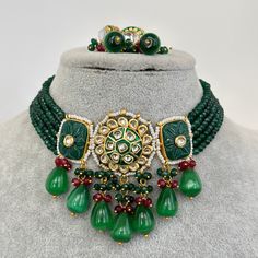 Green Rajwadi Jaipuri Kundan meenakari necklace, Indian wedding Jewelry, Bridal jewelry pakistani Jewelry Regular Size And Adjustable Meenakari necklace Rajwadi Necklace Set Color, shades, texture displayed may slightly vary from the actual product due to digital image limitations. We request you to consider these minor variations. Please expect the possibility of some slight imperfections when buying handmade jewelry.  Please let me know if you have any questions. Arrives in a gift box. Thank you so much for visiting my shop. Zari Work Choker For Festivals And Gifts, Festive Zari Work Choker As Gift, Diwali Gift Zari Work Choker, Green Cutdana Jewelry For Eid, Festival Choker With Zari Work For Gift, Festival Gift Choker With Zari Work, Ceremonial Kundan Meenakari Necklace For Eid, Festive Kundan Beaded Necklaces, Ceremonial Kundan Necklace With Meenakari For Eid