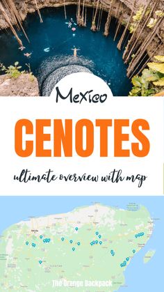 a map with the words mexico genotes and an image of a river in front of