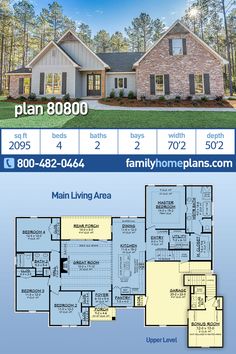 the floor plan for this home is shown in blue and white, with an additional living area