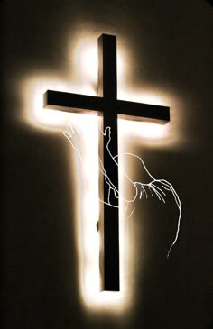 the cross is lit up with white light